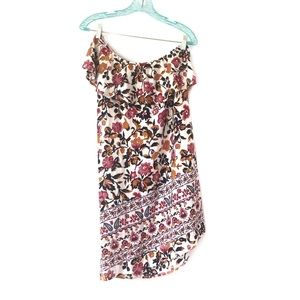 Sequin Hearts Dress Floral One Shoulder Cute Casual Glamorous Boho Mini EUC S